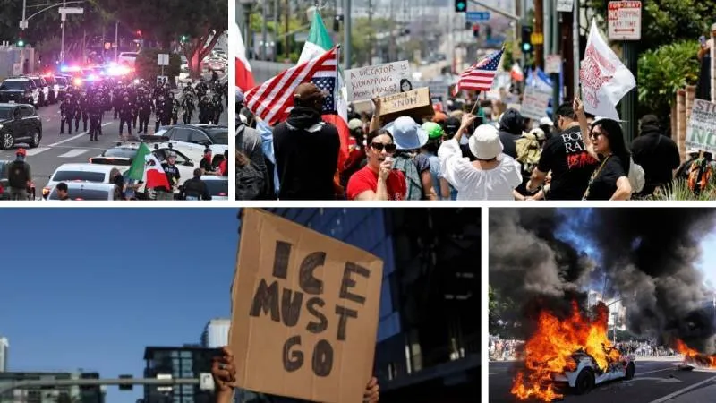 Los Angeles'ta eylemler sürüyor; kısmî sokağa çıkma yasağı ilan edildi, protestolar 10 şehre daha yayıldı!