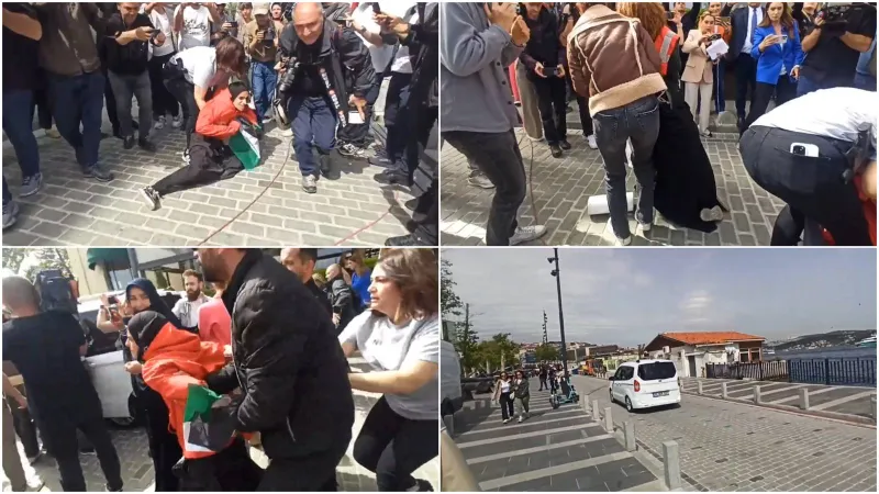 Dolmabahçe'de Filistin Protestosu! Gözaltılar Şoke Etti