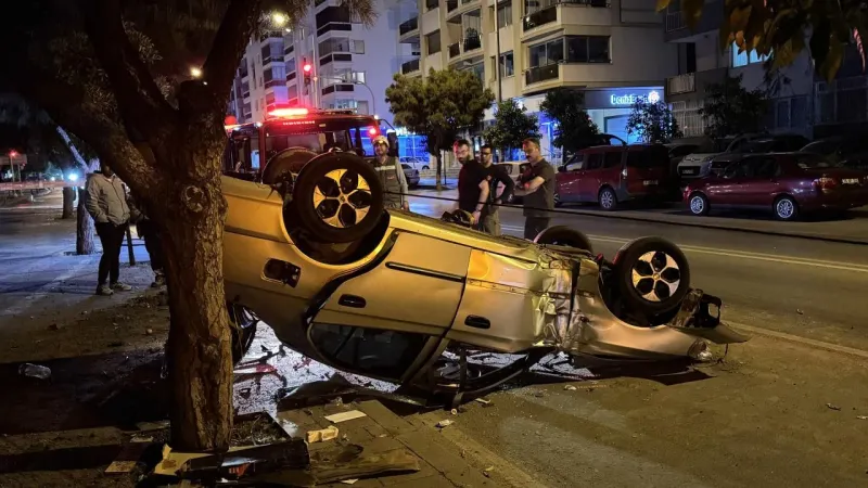 İzmir'de Kaza: Takla Atan Otomobil Sürücüsü Yaralandı!